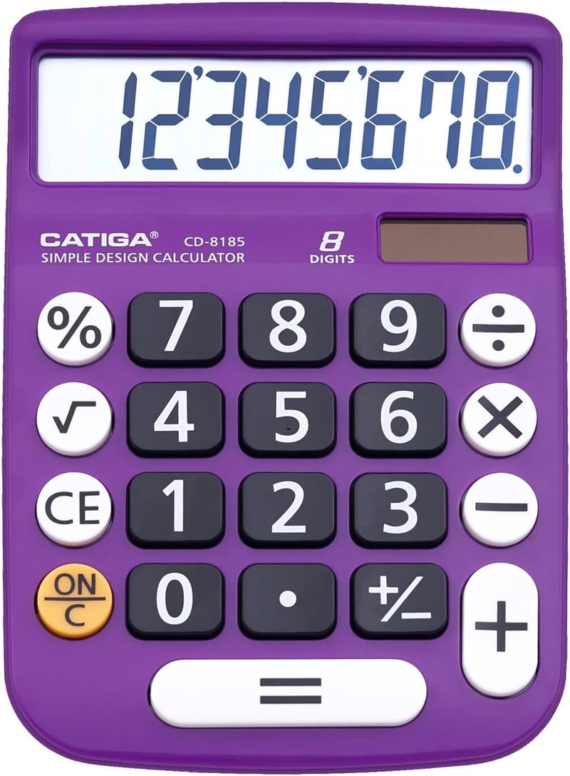 CATIGA Desktop Calculator 8 Digit with Solar Power and LCD Display, or Home, Office, School, Class and Business, 4 Function Small Basic - Image 1